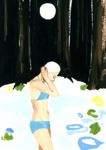 Modern Minimalist Night Swim: Archival Giclée Art Print