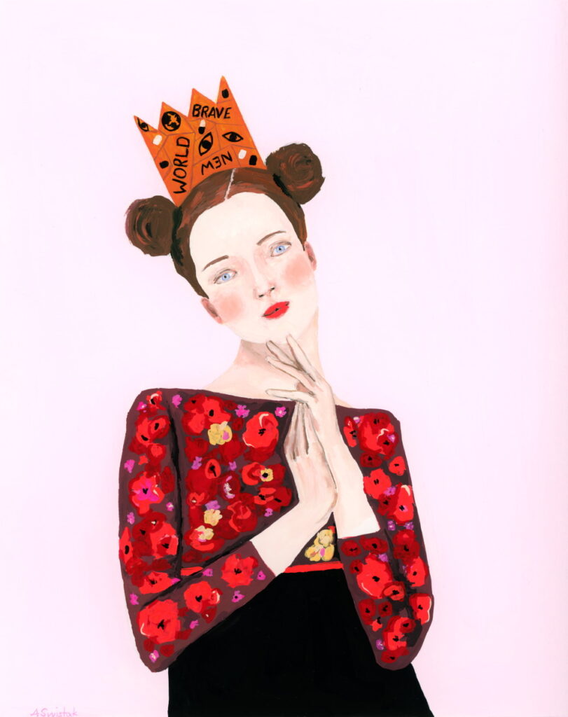 Brave New World Crown Sold Contemporary Portrait with Crown Painting by Alexandra Swistak