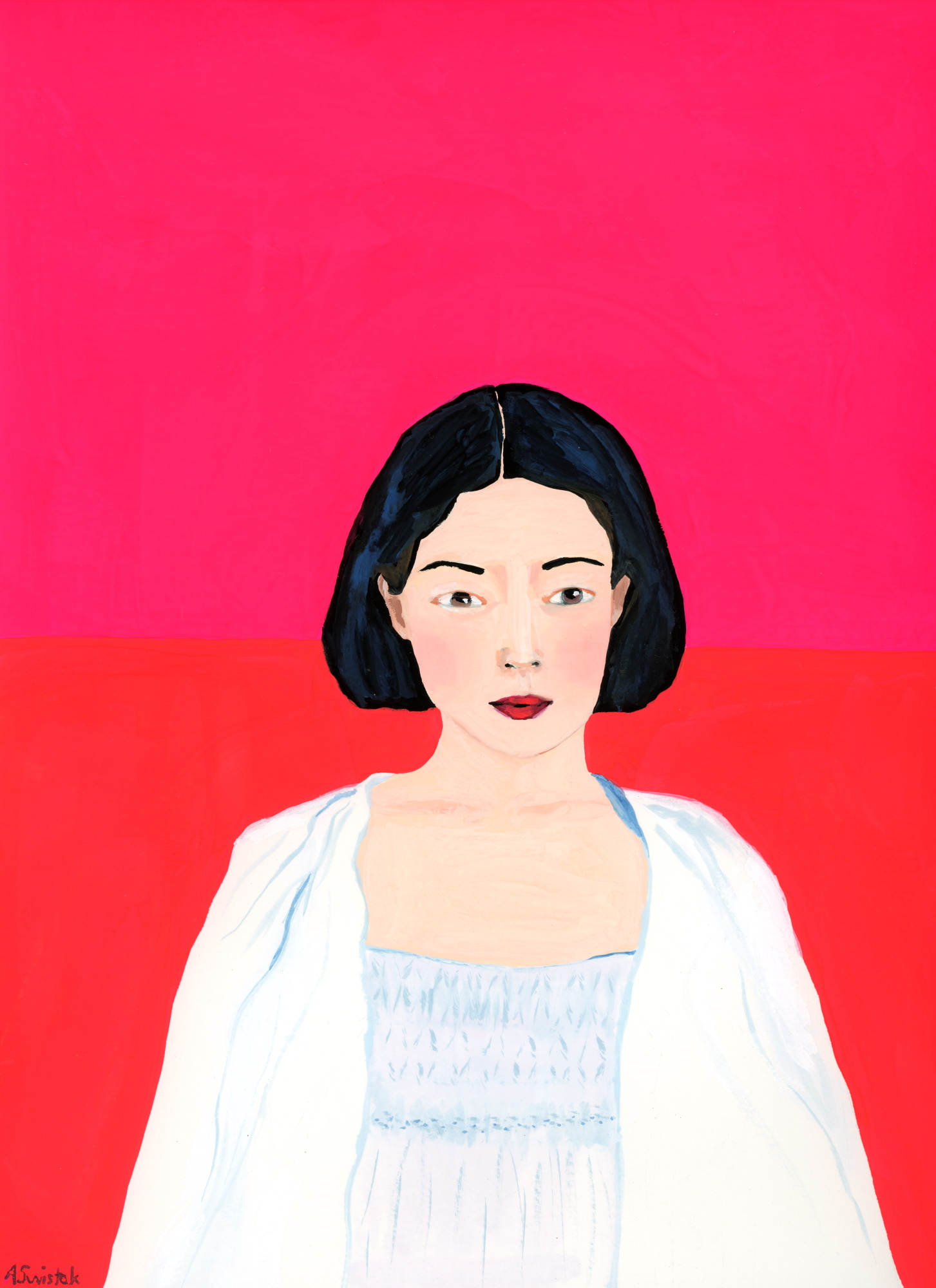 Pink and Red Color Block Portrait” by Alexandra Swistak – Contemporary Art  Vancouver