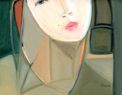 Vintage Mid-Century Modern Swedish Portrait, Oil Painting, Framed - Image 4
