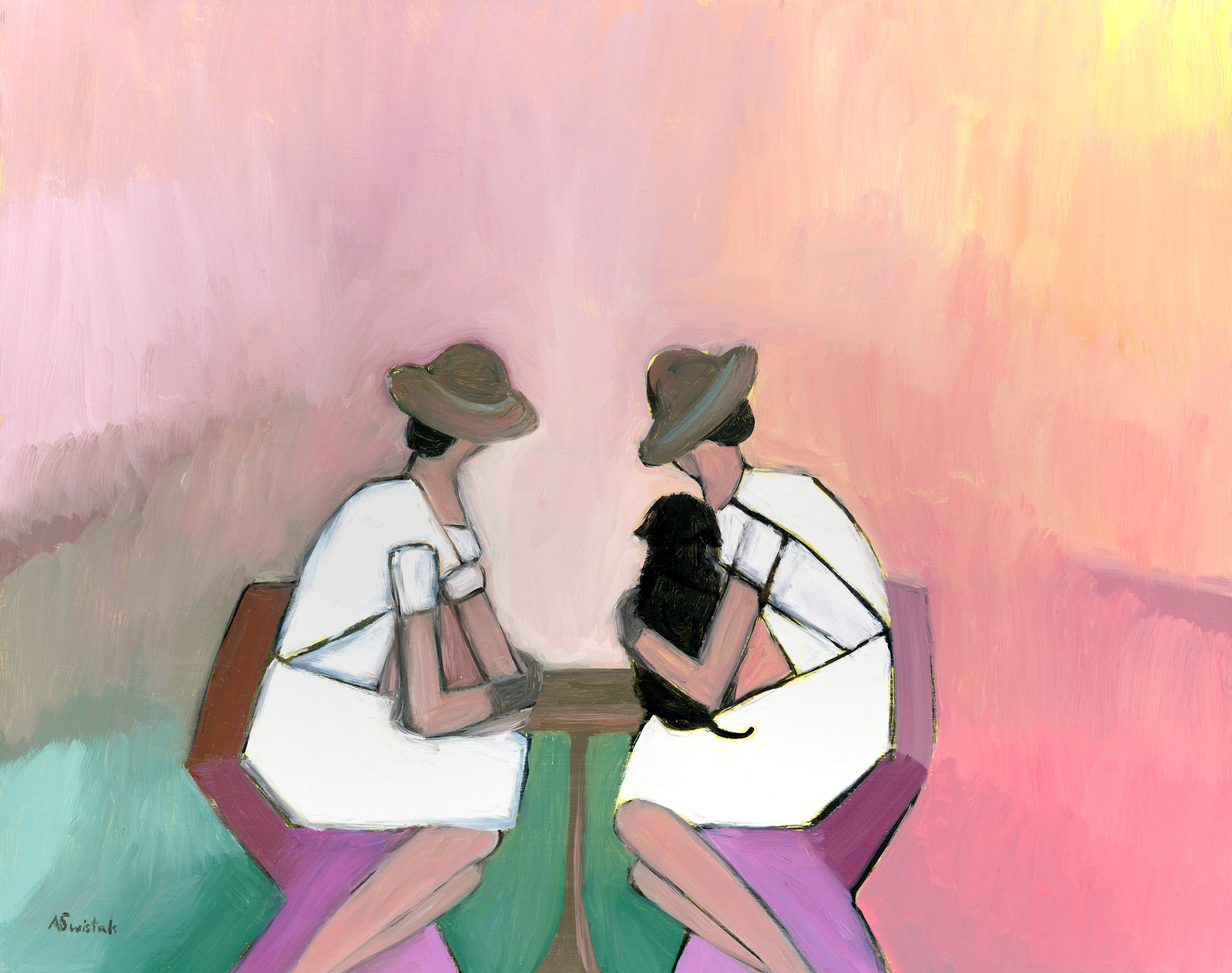 Cubist Figurative Landscape Oil Painting by Alexandra Swistak