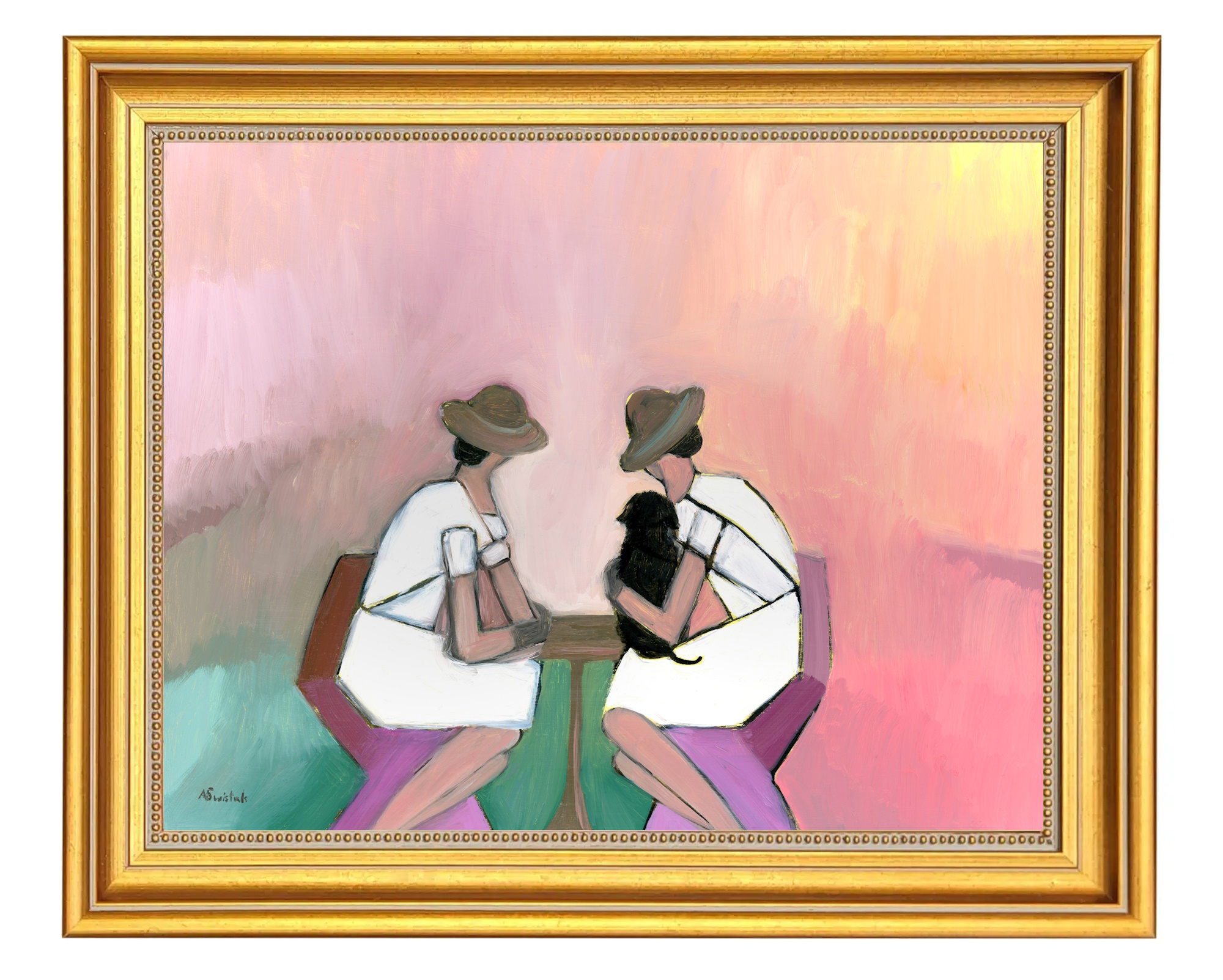 Cubist Figurative Landscape Oil Painting by Alexandra Swistak - Image 2