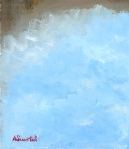 Vintage Mid-Century Inspired Figurative Landscape Original Oil Painting, "Sea to Sky" - Image 9