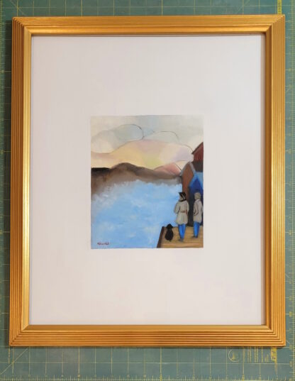 Vintage Mid-Century Inspired Figurative Landscape Original Oil Painting, "Sea to Sky" - Image 4