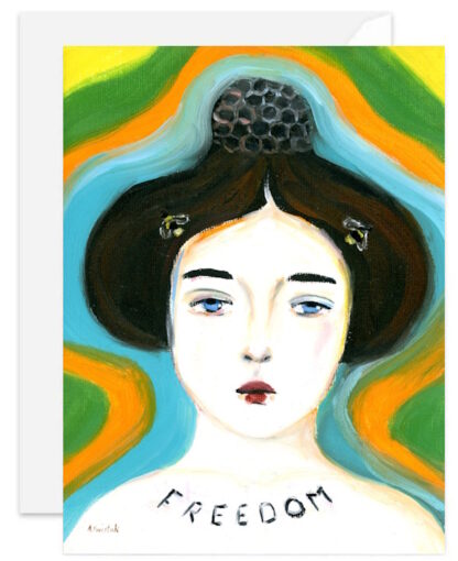 Beekeeper Freedom, Portrait, Fine Art Giclée Blank Note Card by Alexandra Swistak