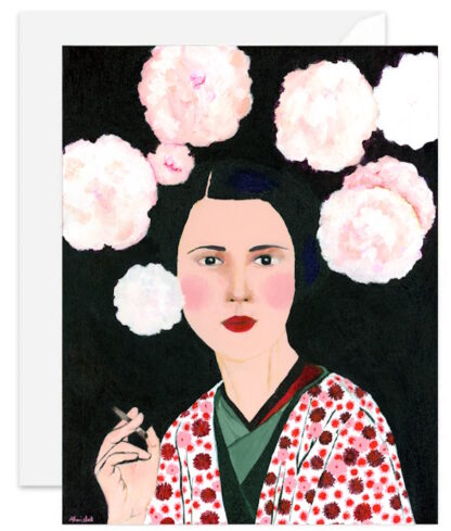 Flower Kimono Portrait, Giclée Fine Art Note Card