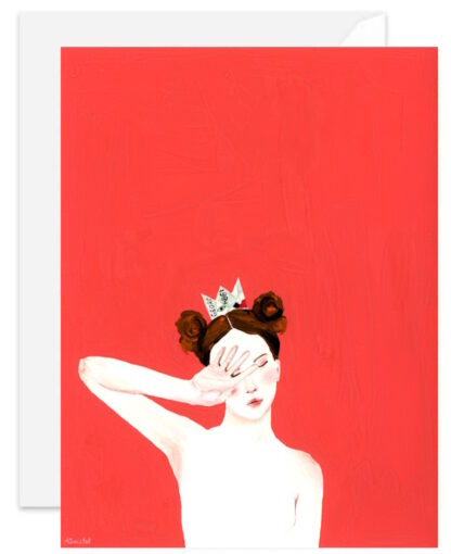 Girl With Side Buns Giclée Fine Art Note Card by Alexandra Swistak