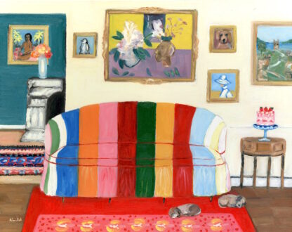 Puppies in Gaugin's Room Contemporary Modernist Interior Fine Art Giclée by Alexandra Swistak