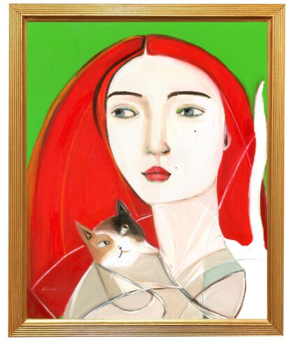 Grace Coddington and Blondie, Abstract Minimalist Portrait Oil Painting - Image 2