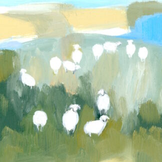 Good Shepherd Vintage Swedish Mid Century Modern Style Impressionist Landscape Oil Painting