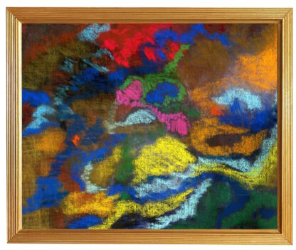 'Poets And Philosophers In My Backyard 1' Vintage Swedish Mid Century Modern Style Mixed Media Abstract Painting - Image 2