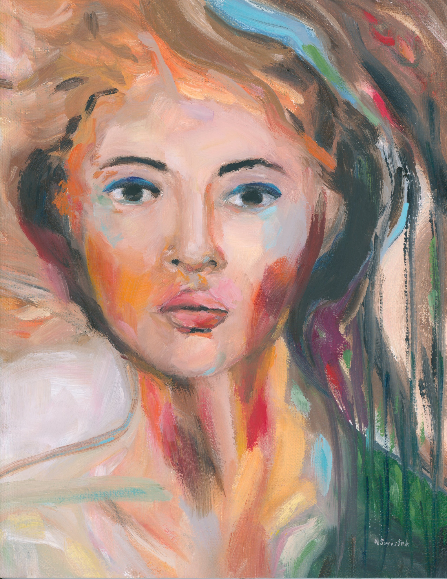 Everlasting Faith, Abstract Impressionist Figurative Oil Painting by Alexandra Swistak - Image 5