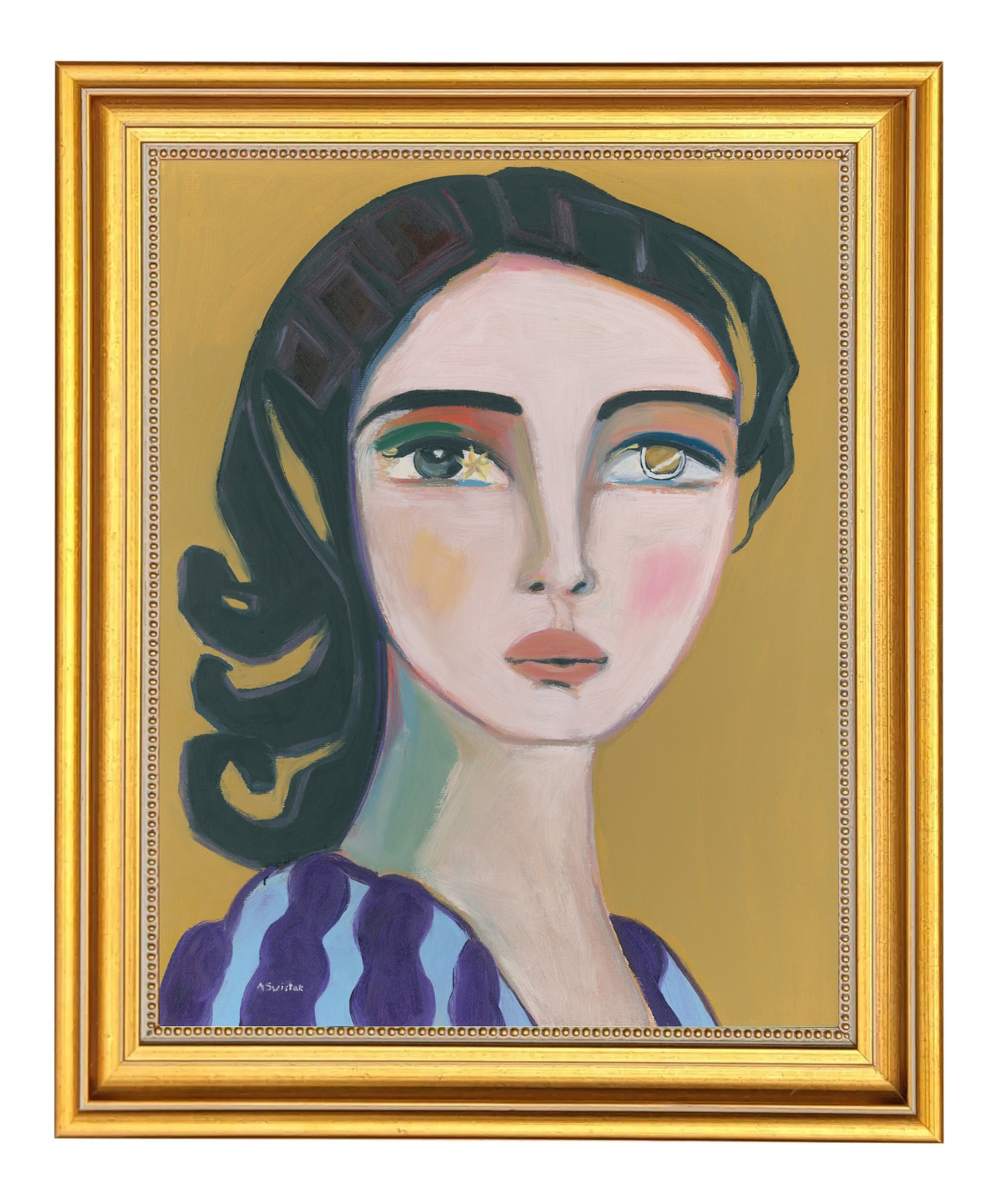 Deineira of Miletus, Abstract Cubist Portrait Oil Painting by Alexandra Swistak - Image 2