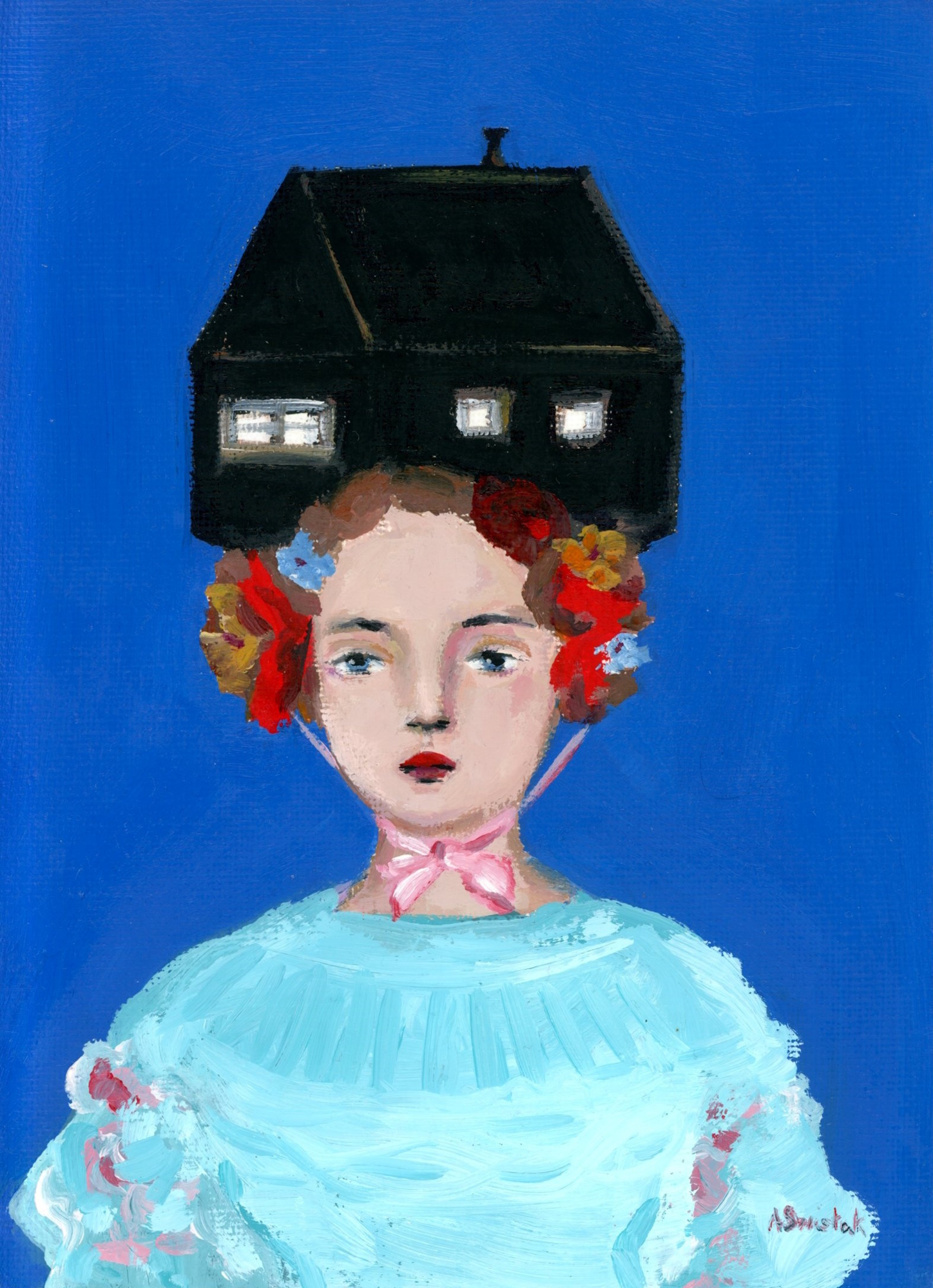 House Obsessed: Ruth, Mid Century Modern Portrait Oil Painting by Alexandra Swistak