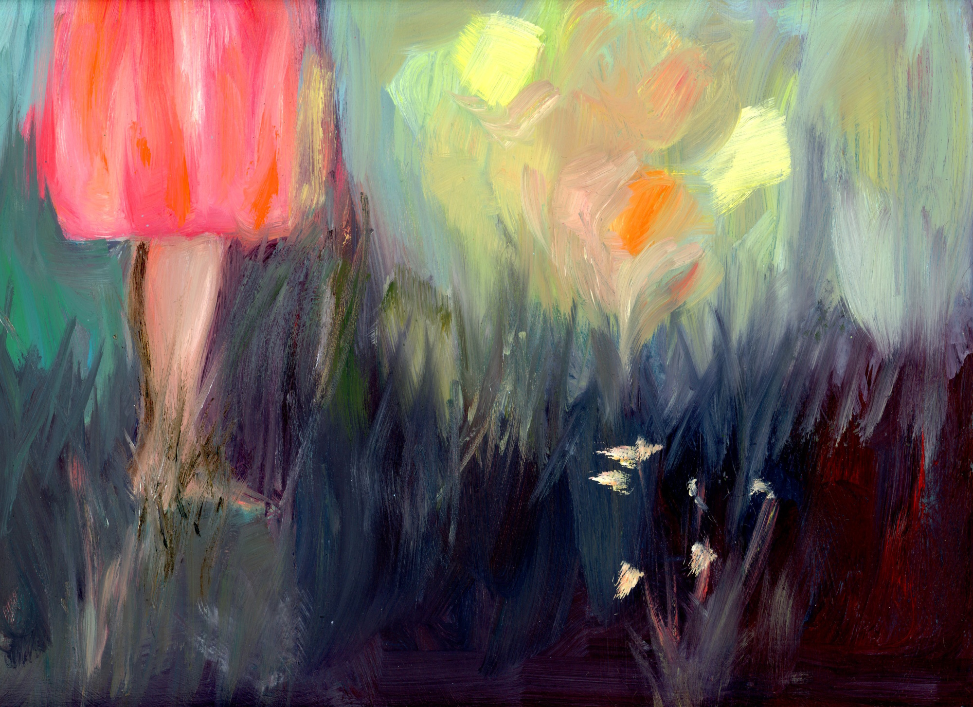 Figures in the Park, Impressionist Mid Century Modern Inspired Landscape Oil Painting - Image 3