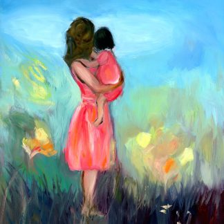 Figures in the Park, Impressionist Mid Century Modern Inspired Landscape Oil Painting