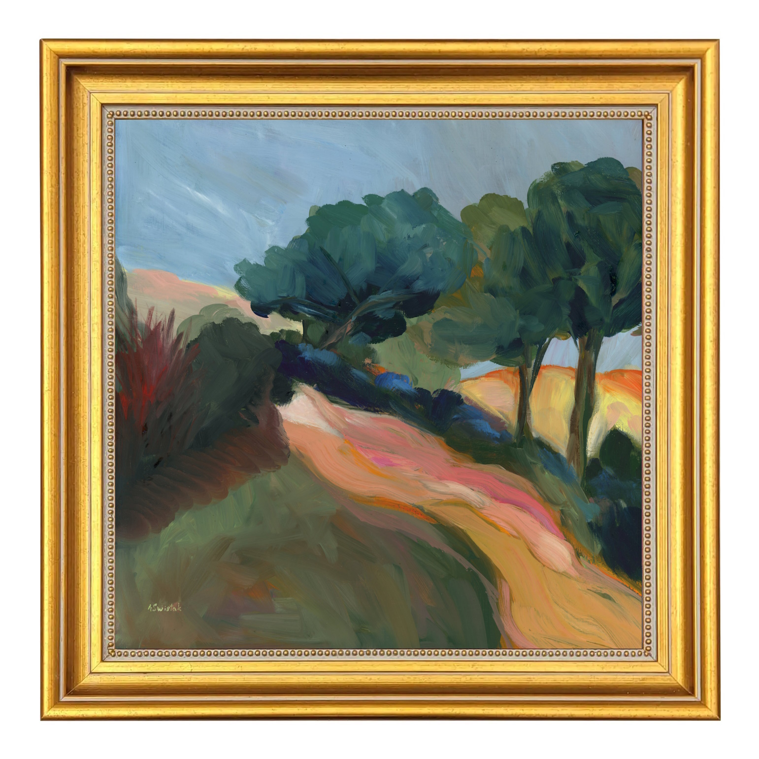 Views Above, Vintage Swedish Inspired Mid Century Modern, Impressionist Oil Painting by Alexandra Swistak - Image 4