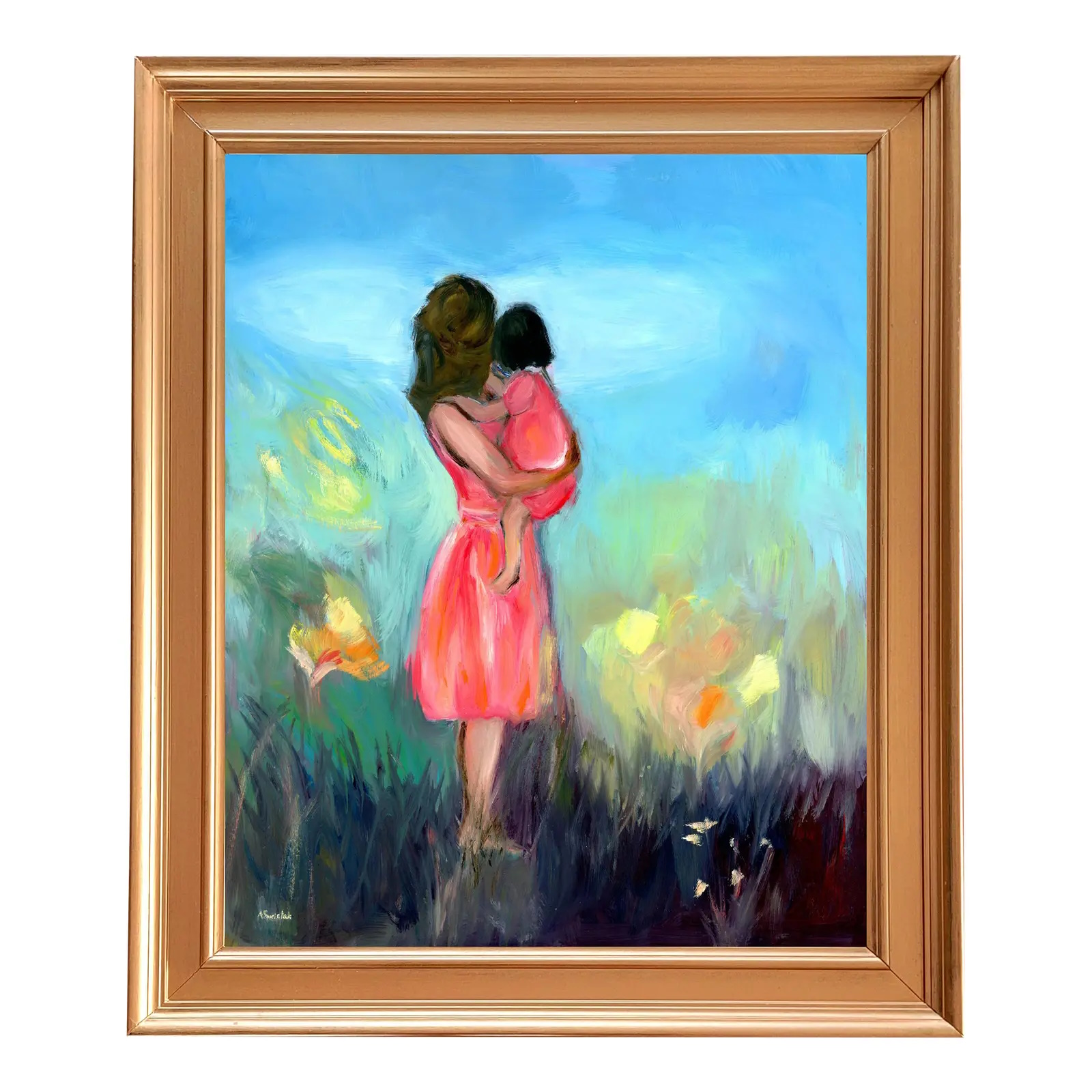 Figures in the Park, Impressionist Mid Century Modern Inspired Landscape Oil Painting - Image 2