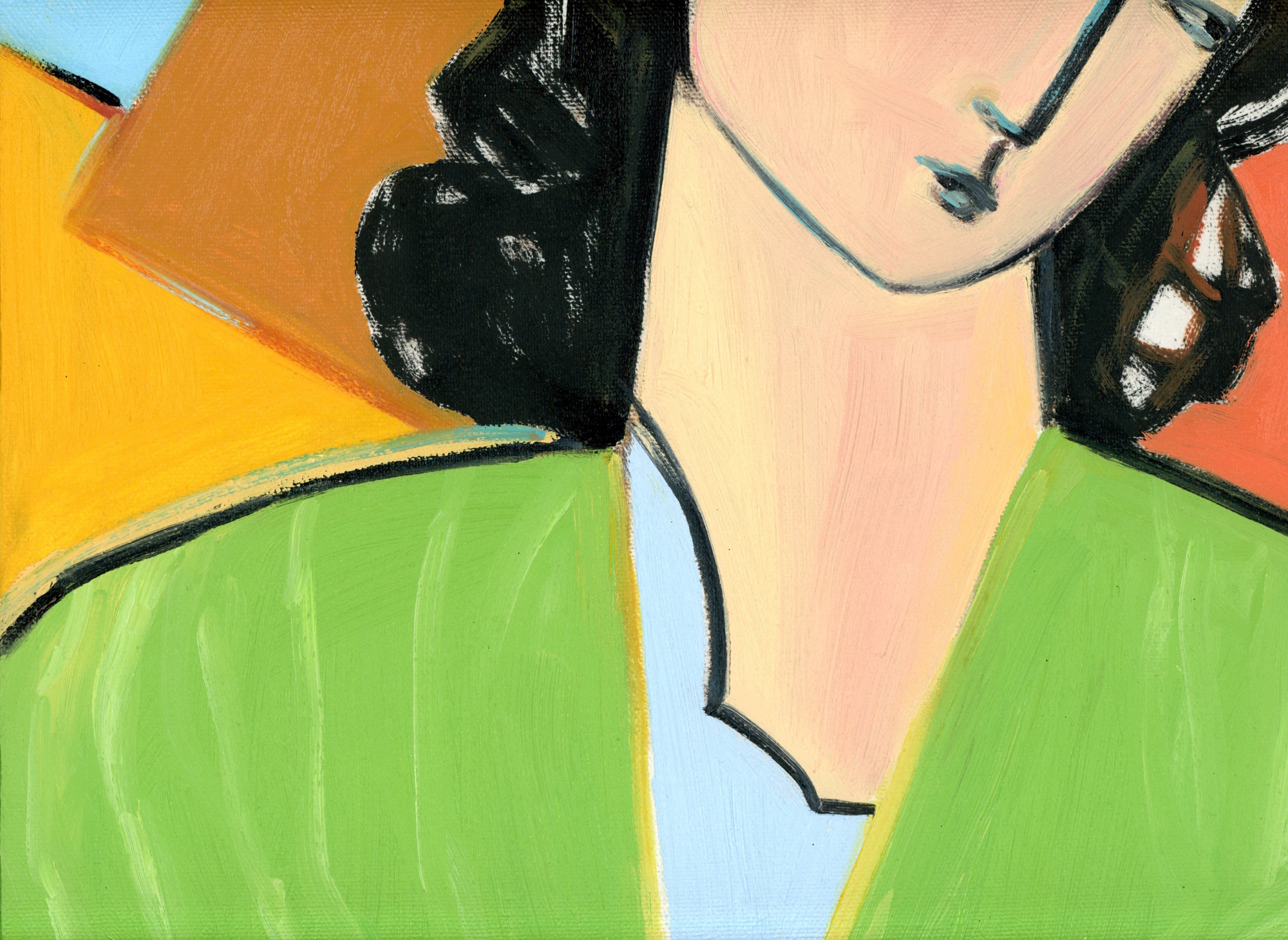 Choir Girl, Cubist Abstract Portrait Oil Painting by Alexandra Swistak - Image 3