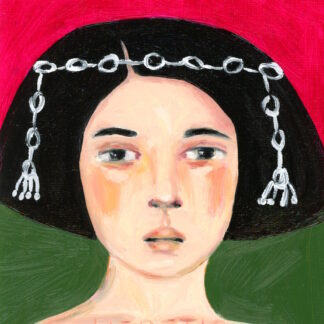 Pharaoh, Heretic Beekeeper, Vintage Style Mid Century Modern Oil Portrait by Alexandra Swistak