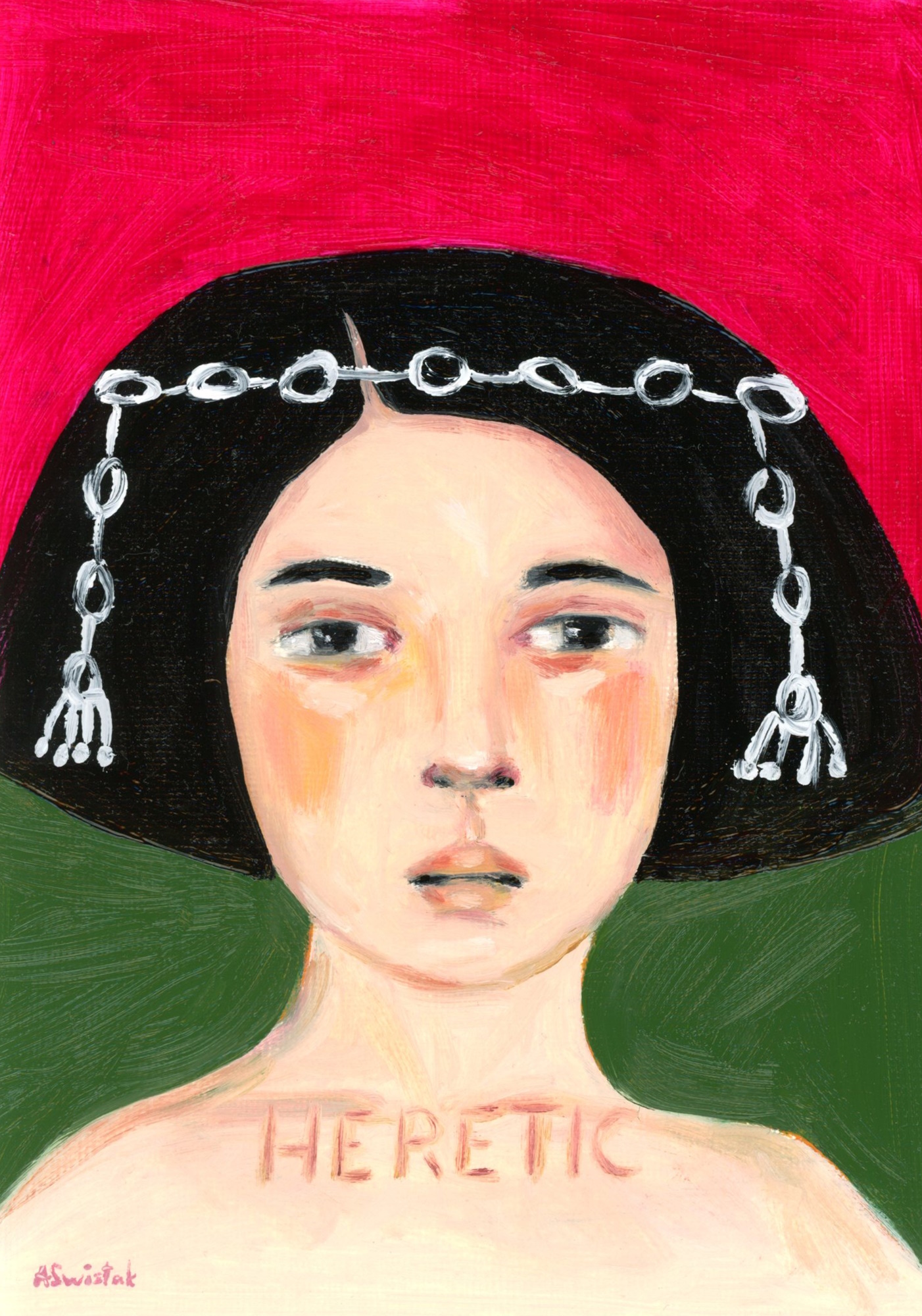 Pharaoh, Heretic Beekeeper, Vintage Style Mid Century Modern Oil Portrait by Alexandra Swistak