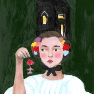 Kasia, Beekeeper's Daughter, Swedish Style, Mid Century Modern Oil Portrait Painting by Alexandra Swistak
