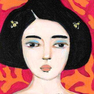 Maya, Heretic Beekeeper, Vintage Style Mid Century Modern Oil Portrait by Alexandra Swistak