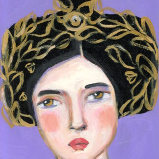 Nerea, Beekeeper Mid Century Modern Oil Portrait Painting by Alexandra Swistak