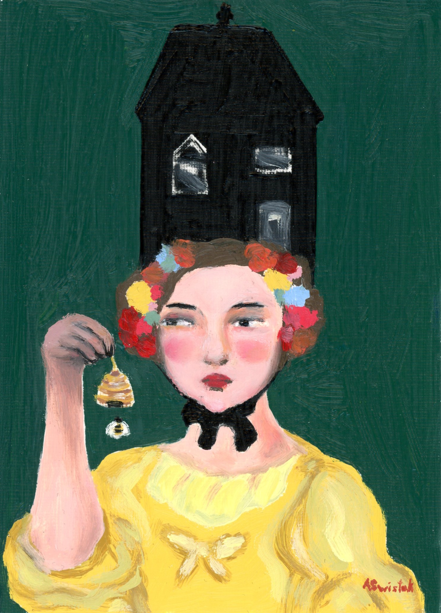 Beekeepers Daughter, Impressionist Portrait Oil Painting by Alexandra Swistak